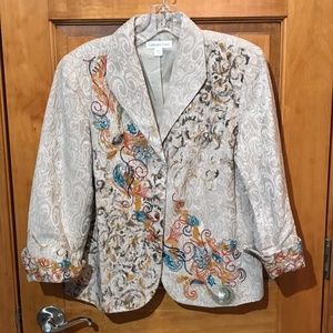 Coldwater Creek Embroidered Tan Jacket Size 8